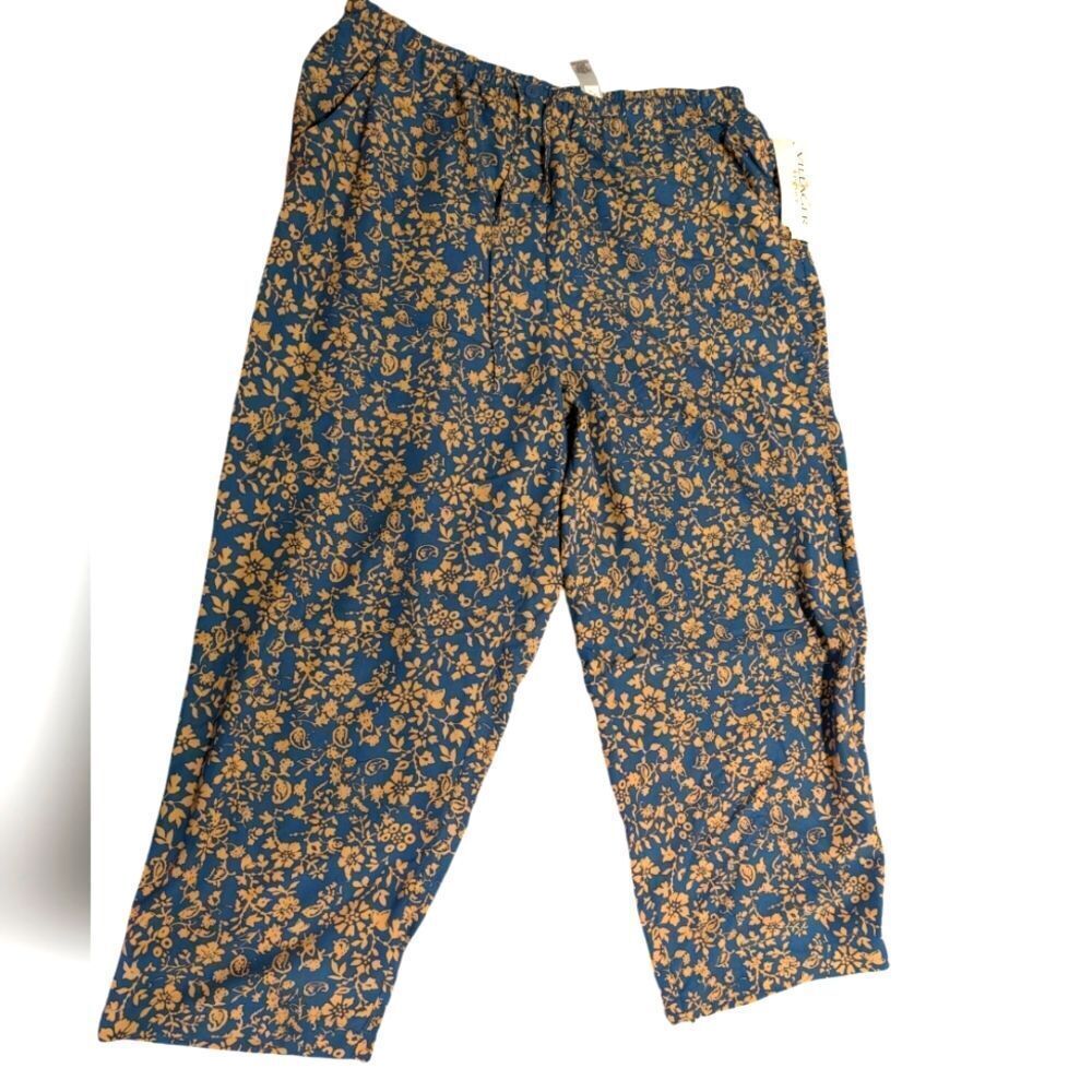 Liz Claiborne Villager Sport blue floral print capri pants size XL women's